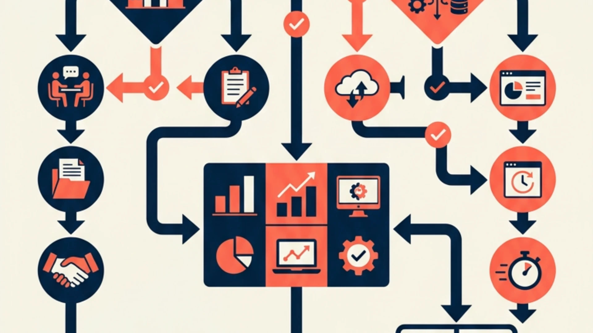 Parcours abstrait reliant documents, analyse et organisation comptable