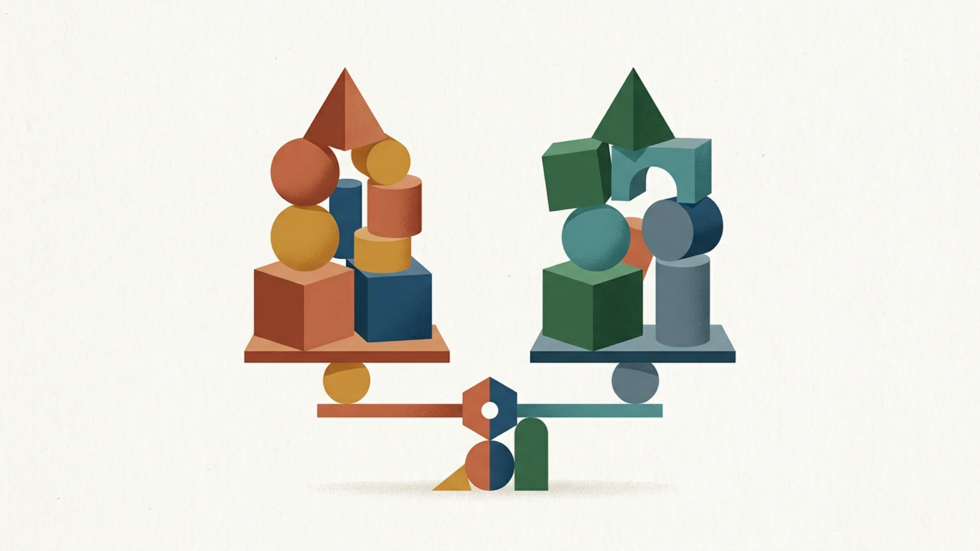 Balance abstraite comparant deux organisations comptables